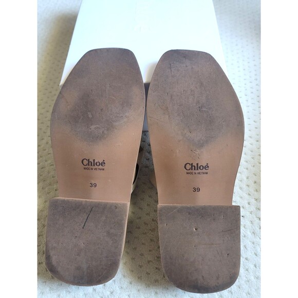 Chloe Woody Heeled Sole Slide Mule Sandals,  39 - Picture 11 of 11